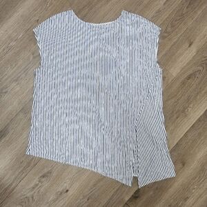 Max Studio Cap Sleeve 2XL Gray Striped Asymmetric Tunic